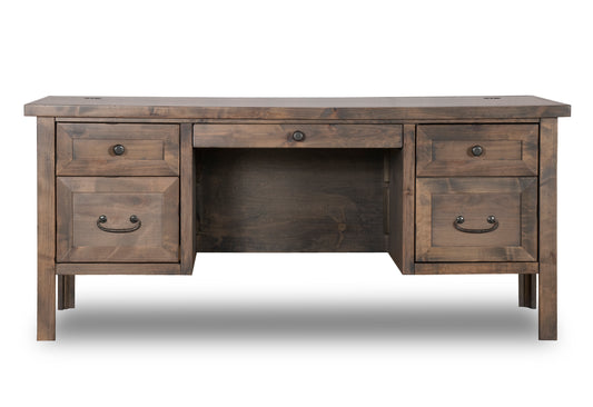 Bridgevine Home Joshua Creek Executive Desk, No Assembly Required, Barnwood Finish