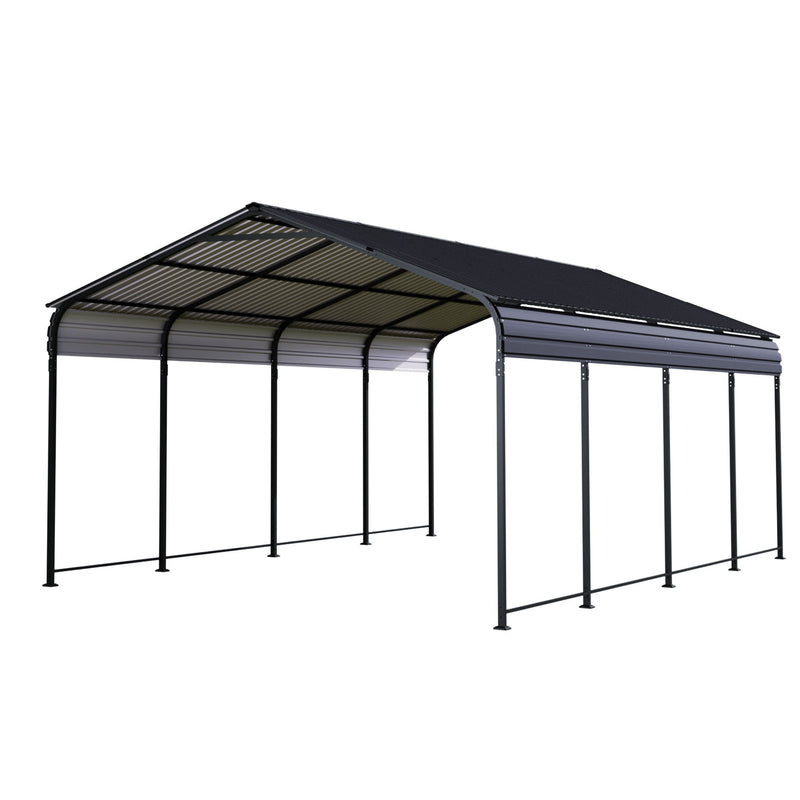 Heavy Duty Carport With Galvanized Roof And Enhanced Base - Anthracite