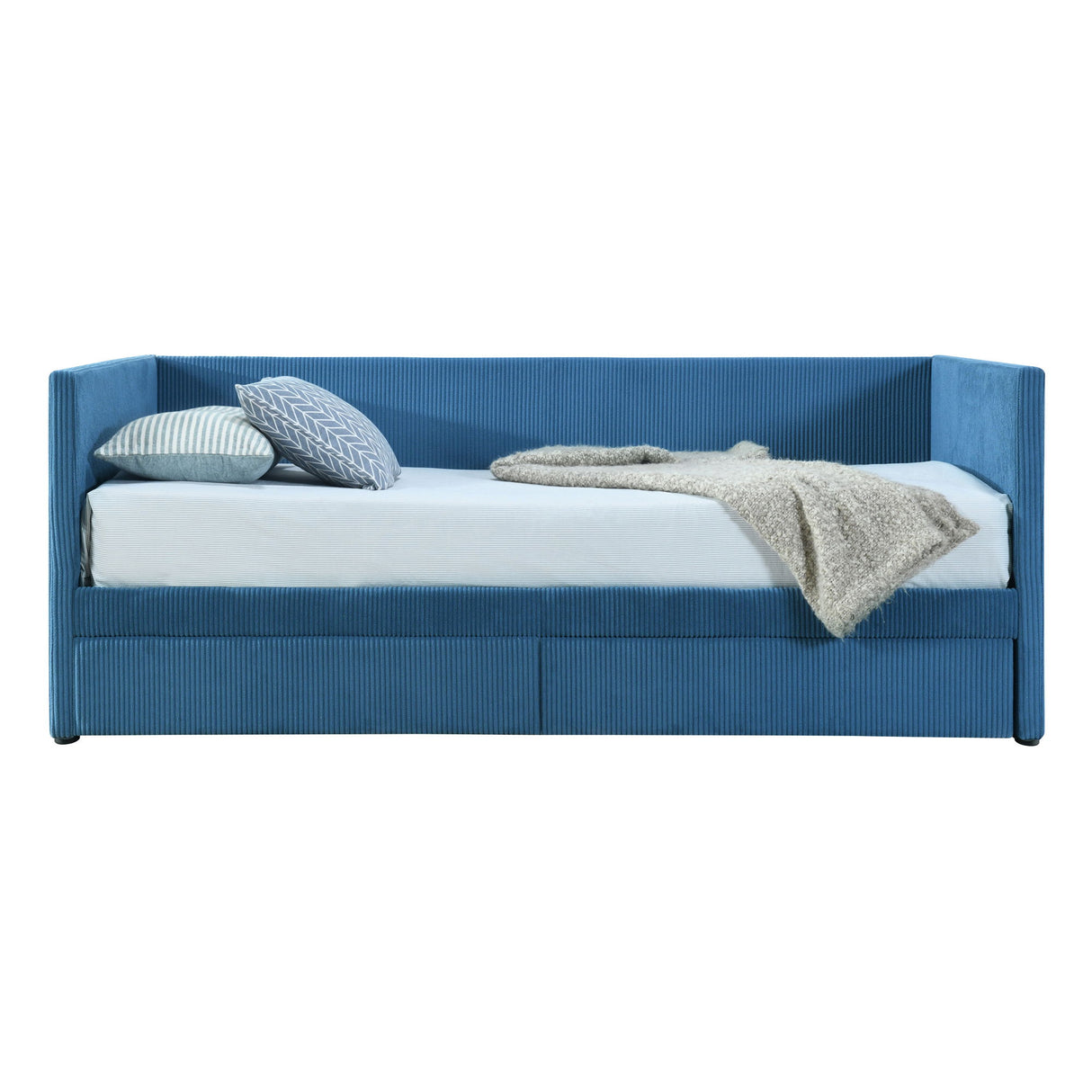 Corduroy Daybed With Two Drawers And Wood Slat
