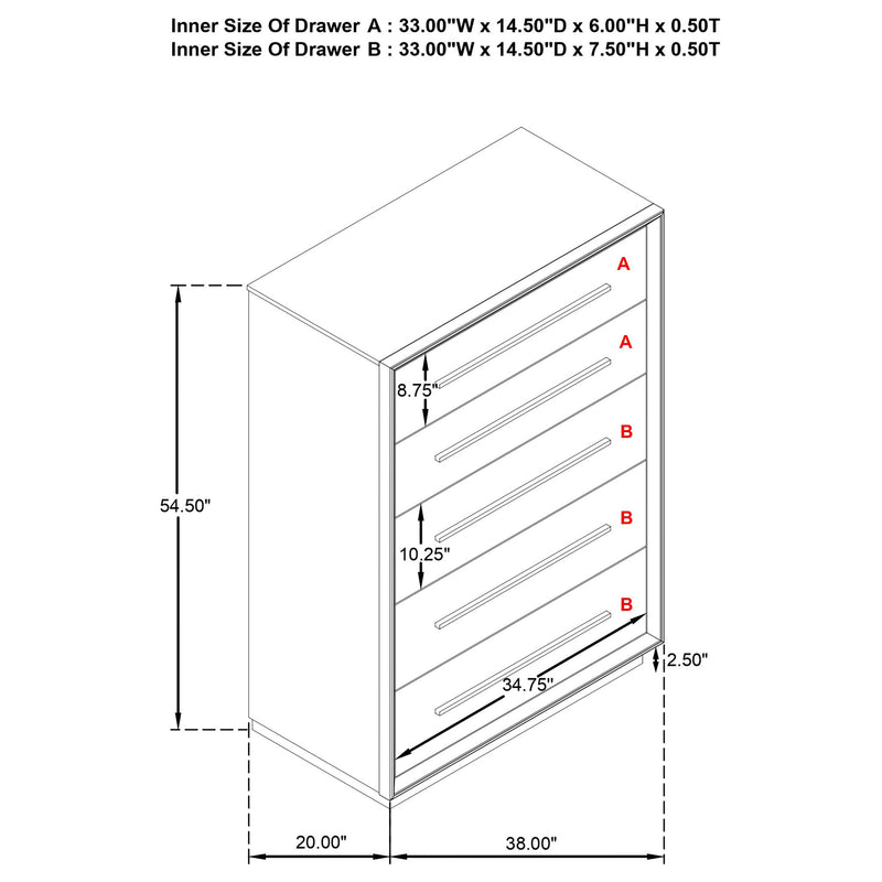 Prescott - 5 Drawer Bedroom Chest With Mitered Trim - Taupe