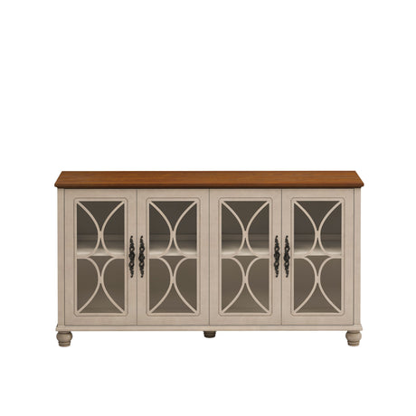 Elegant 4 Door Cabinet With Tempered Glass Doors