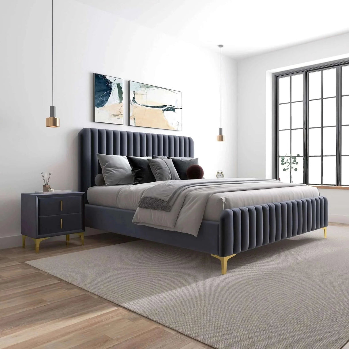 Bethany - Queen Upholstered Platform Bed - Gray