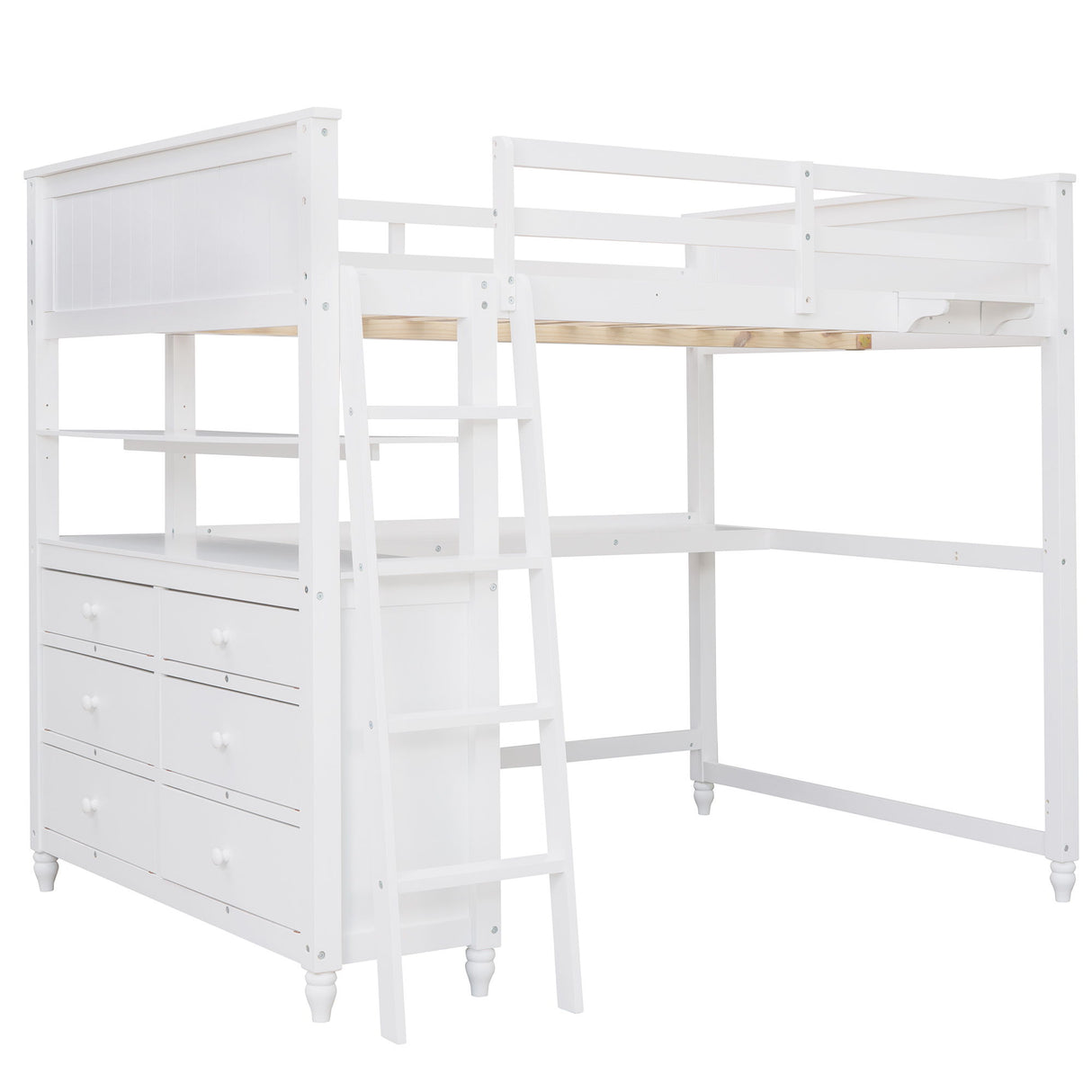 Loft Bed With Drawers With Desk And Shelves