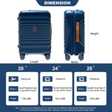 24" Luggage Lightweight Suitcase Tsa Lock USB Port Luggage Wheel