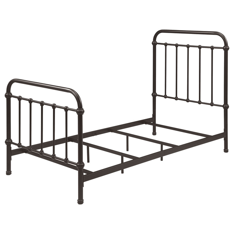 Twin Panel Bed With Ornate Design - Bronze