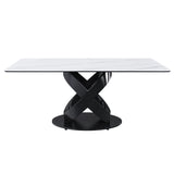 Rectangular Dining Table, For Dinner Party, 4 Chairs - Black / White