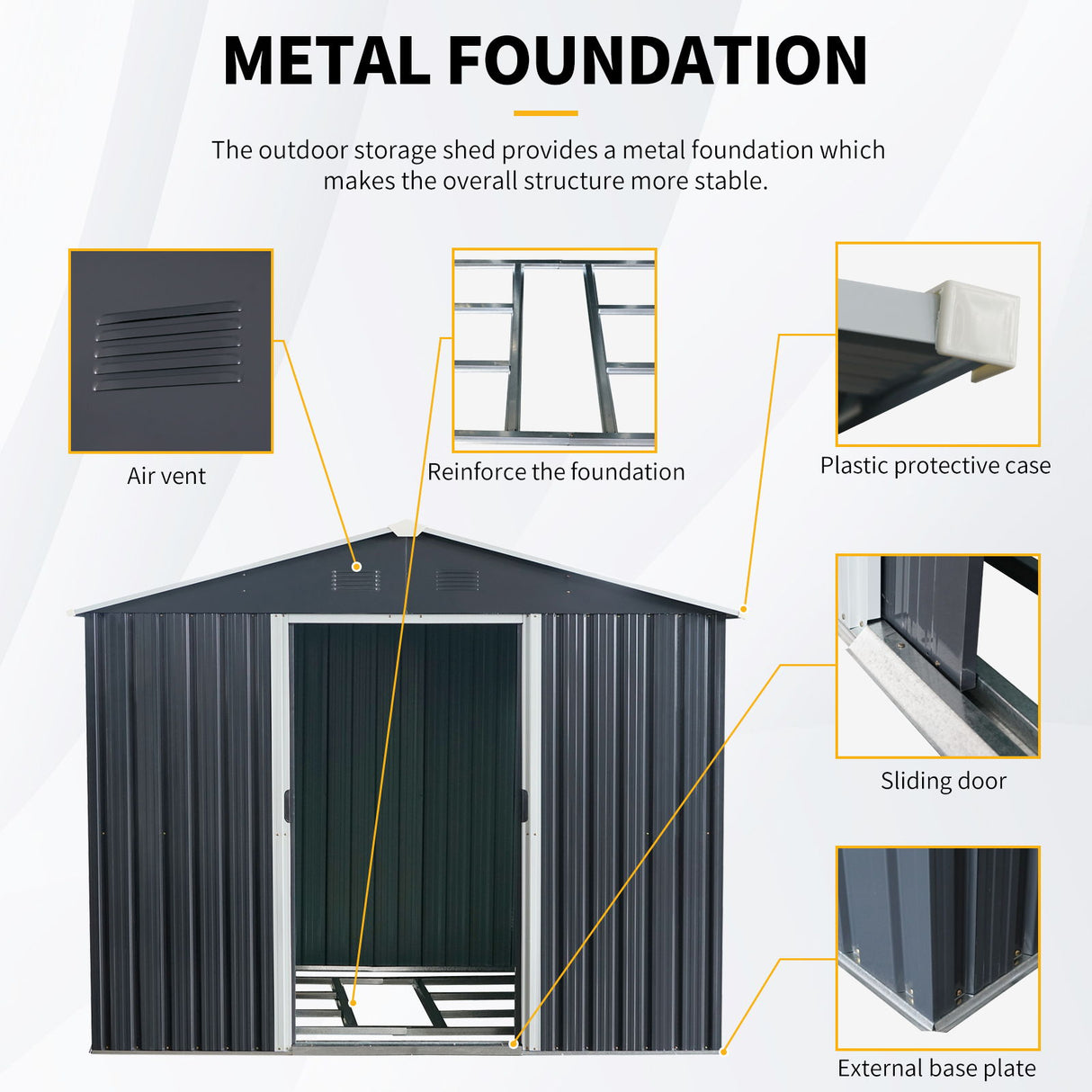 Outdoor Metal Storage Shed With Floor Base
