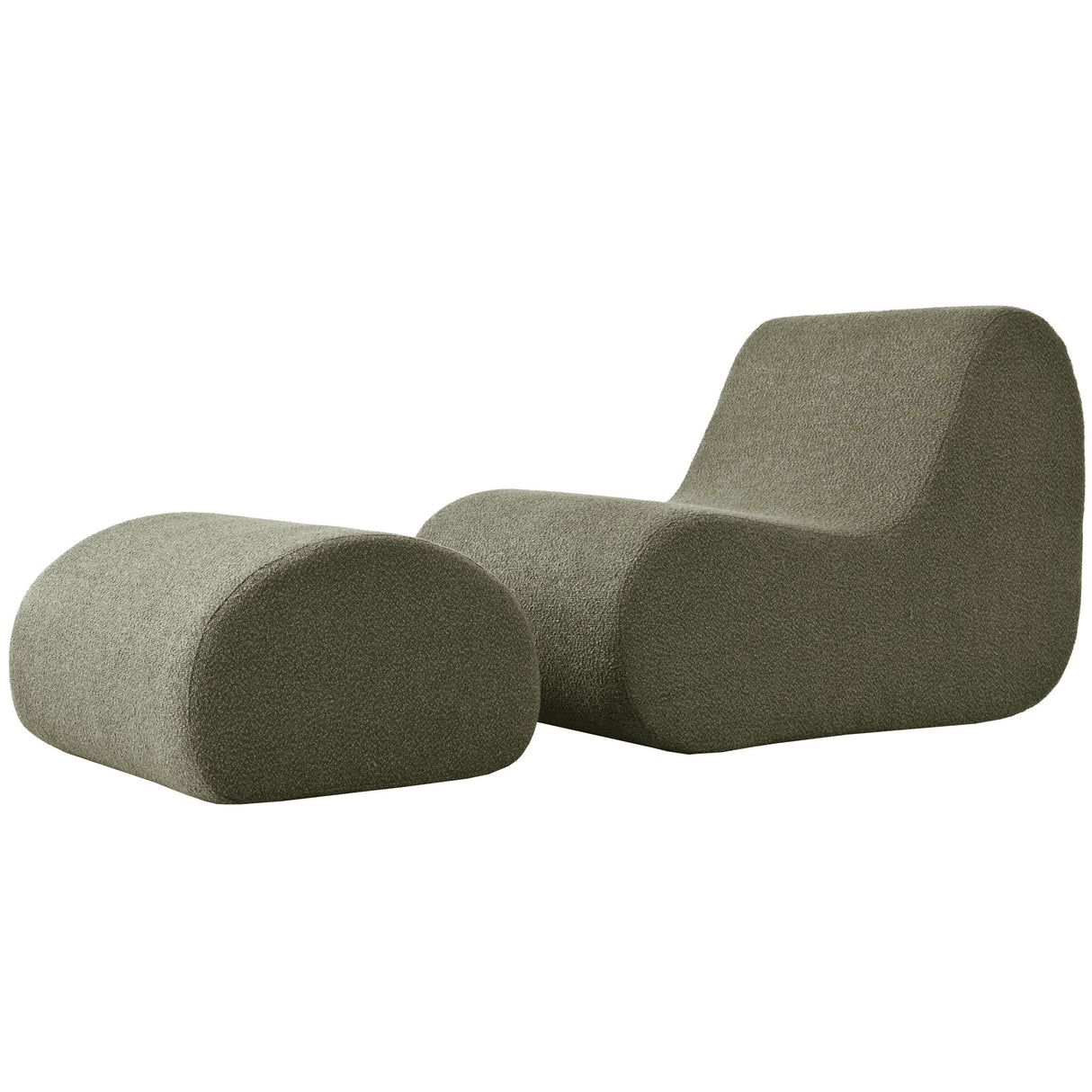Curved Lounge Chair With Ottoman And High Resilience Foam
