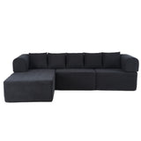 Modular L-Shaped Sectional Sofa With Deep Seat, Movable Chaise & 5 Pillows