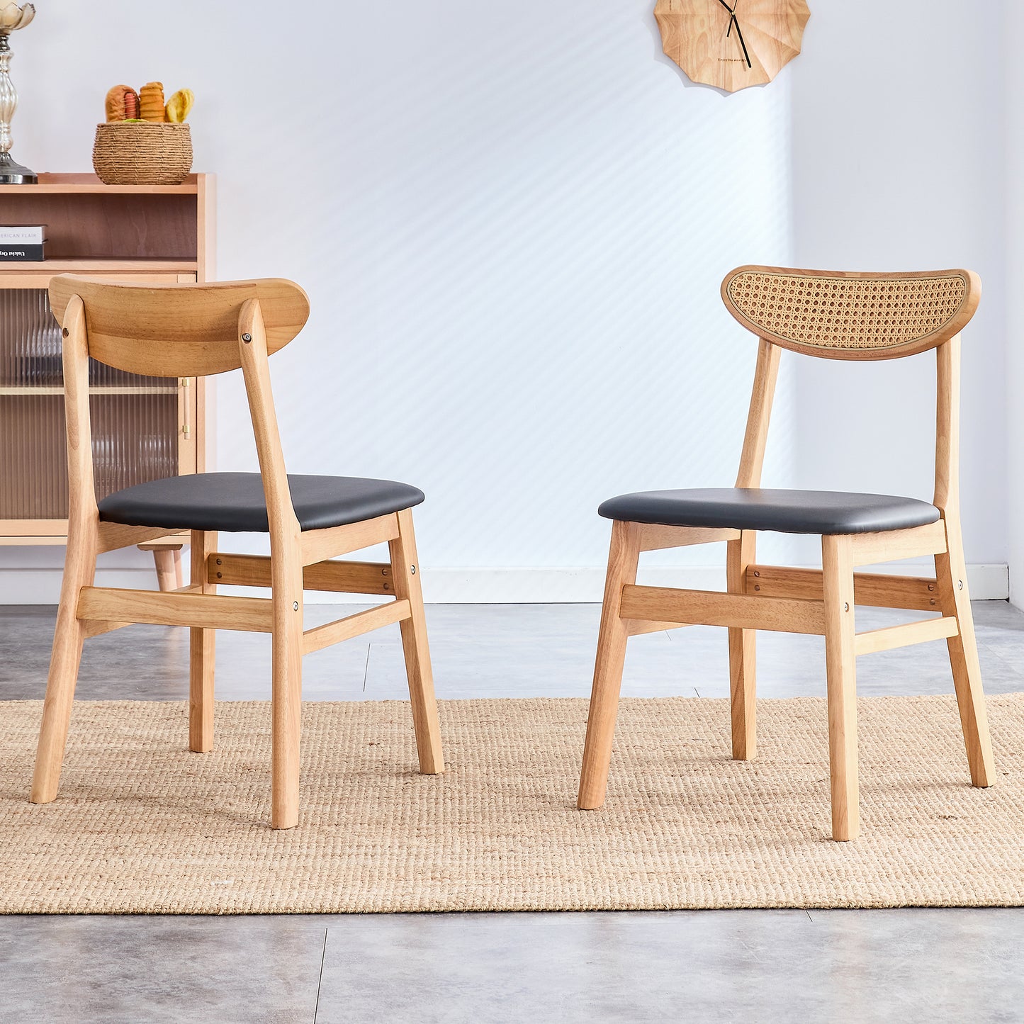 The stylish and durable solid wood dining chair, small curved back, PU cushion, and beautiful shape match perfectly with any room and everyday use