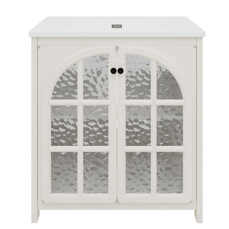 Vintage Farmhouse Bathroom Vanity With Ceramic Sink