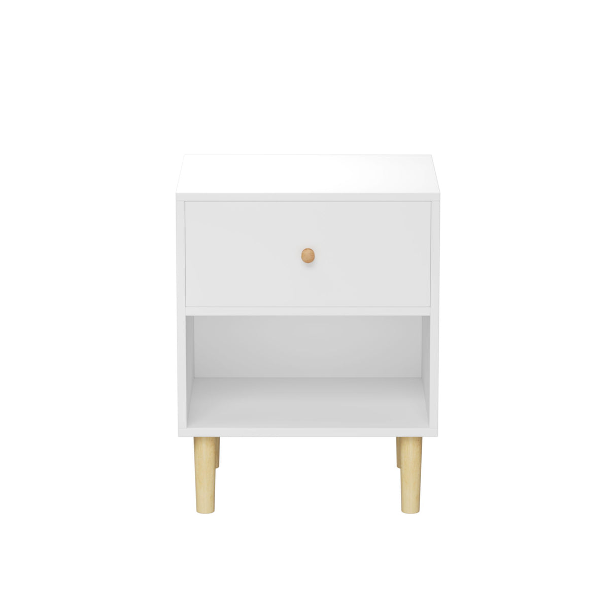 Nightstand With 1 Drawer And 1 Shelf - White
