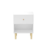 Nightstand With 1 Drawer And 1 Shelf - White