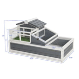 Luxury 3 Room Wooden Tortoise House Habitat With Turf Balcony & 2 Stories - Gray / White