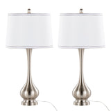 Cairo - Contemporary Table Lamp (Set of 2) - Nickel / White / Silver Trim