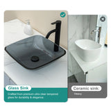 Square Vessel Sink For Bathroom, Above Counter Design With Pop Up Drain, Smooth Rounded Edges - Grey