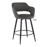 Margarite - Contemporary Fixed Height Counter Stool With Swivel With Round Footrest (Set of 2)