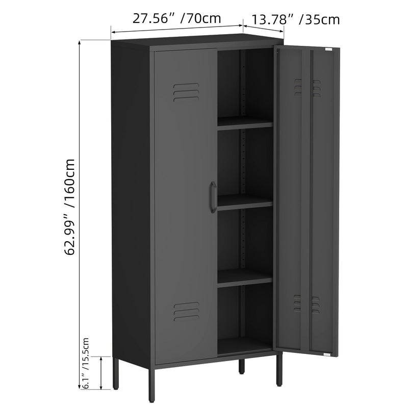 Modern Storage Cabinet With Adjustable Shelves, Magnetic Door Stopper