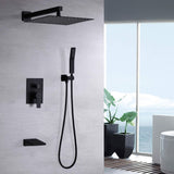 Modern Black Shower Faucet Set Rainfall System With 10" Shower Head And Handheld Combo Stainless Steel - Matte Black