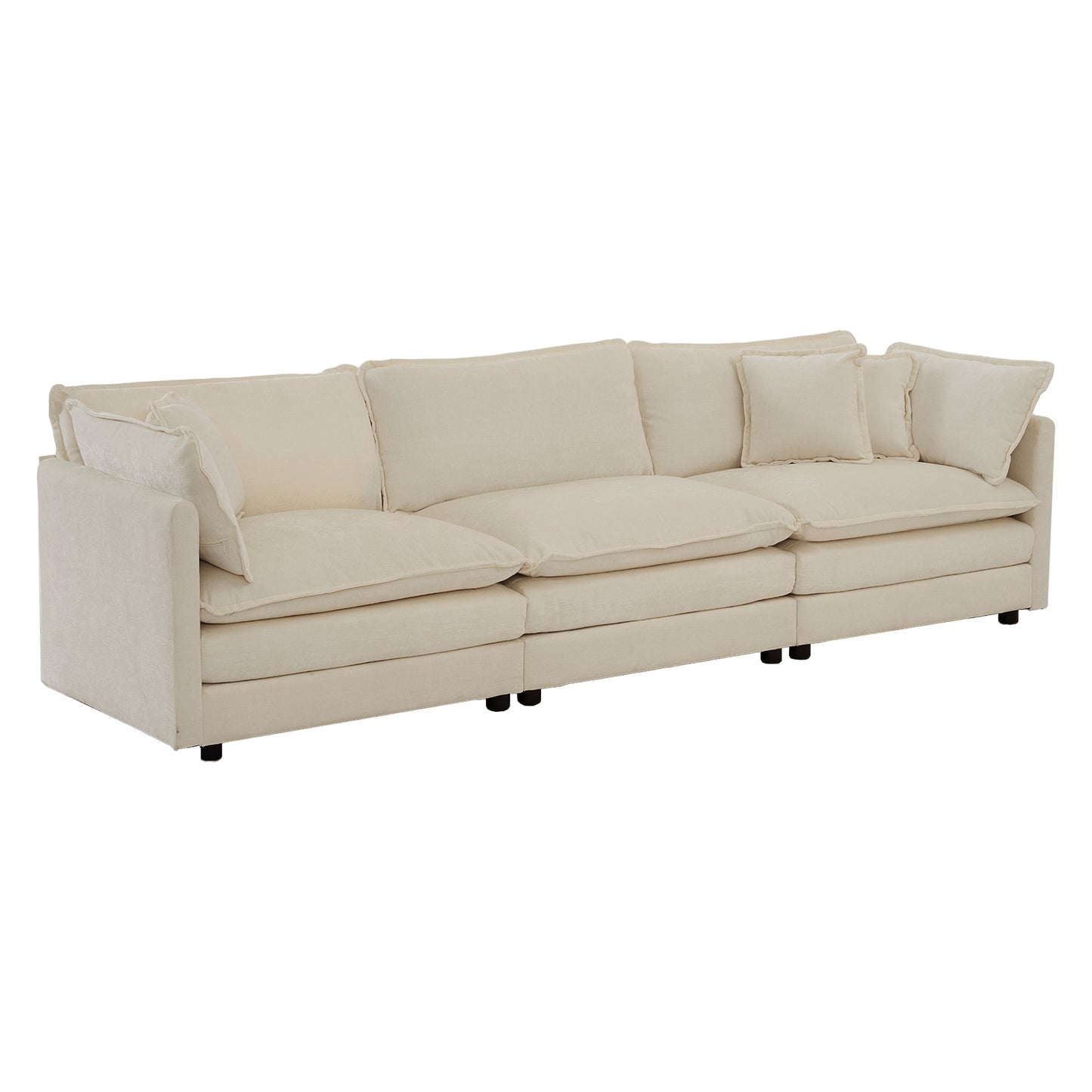 Sofa Set of 2 Chenille Couch, 2+3 Seater Sofa Set Deep Seat Sofa, Modern Sofa Set for Living Room, Beige Chenille