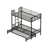 Twin Metal Pull Out Bunk Bed With Guardrail And Built In Ladder, Space Saving Convertible Frame For Bedroom - Black