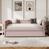 Modern Style Upholstered Daybed With Trundle For Guest Room, Small Bedroom