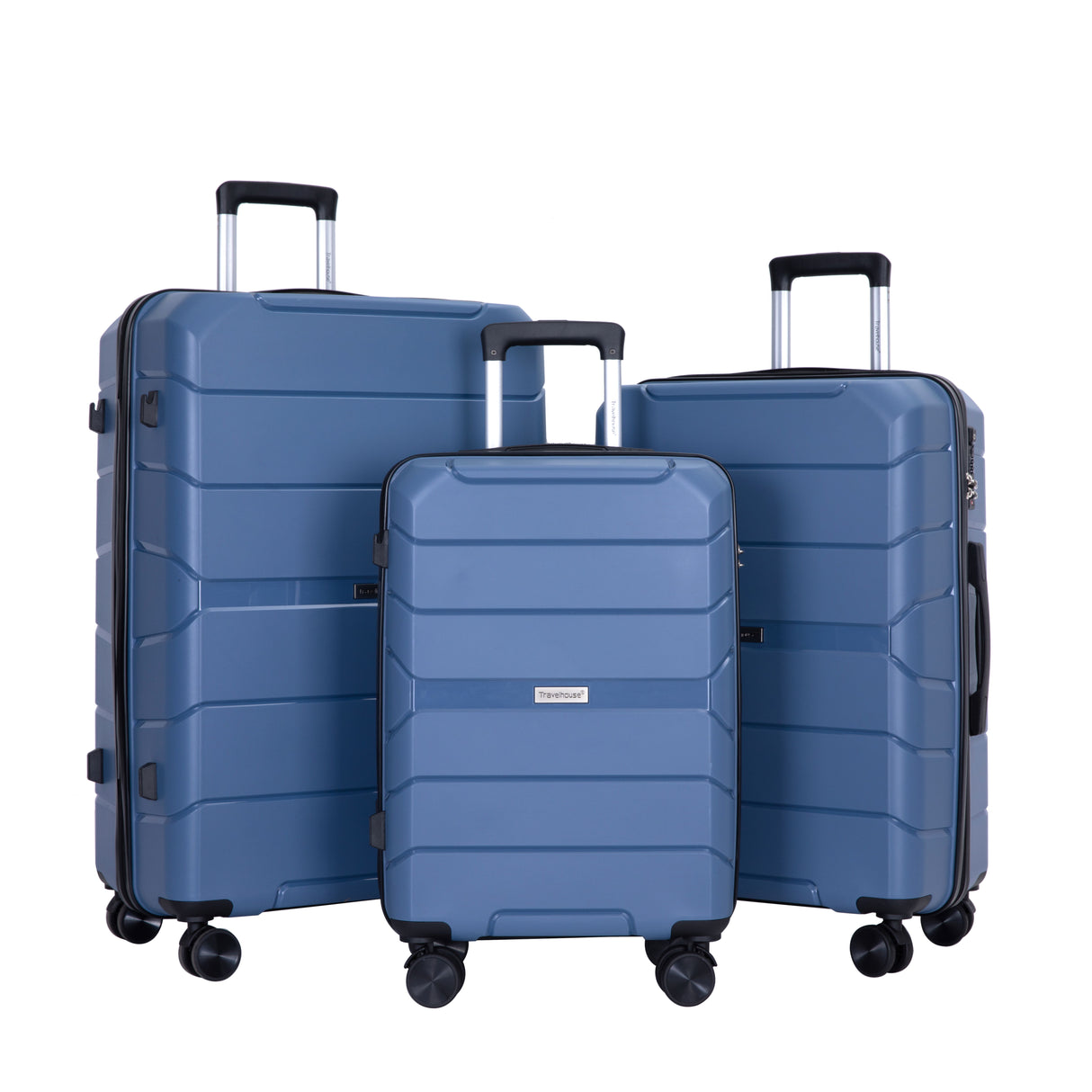 Hardshell Suitcase Spinner Wheels Pp Luggage Sets Lightweight Durable Suitcase With Tsa Lock, 3 Piece Set (20/24/28) - Blue
