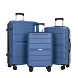 Hardshell Suitcase Spinner Wheels Pp Luggage Sets Lightweight Durable Suitcase With Tsa Lock, 3 Piece Set (20/24/28) - Blue