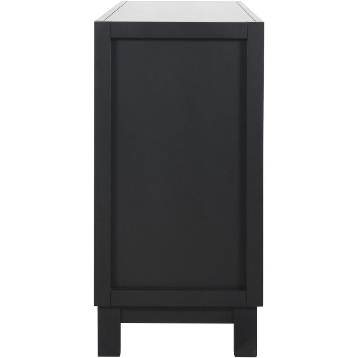 TREXM Large Storage Space Sideboard, 4 Door Buffet Cabinet with Pull Ring Handles for Living Room, Dining Room (Black)