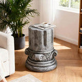 Outdoor End Table, Round Side Table For Patio And Garden - Antique Grey