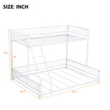 Bunk Bed Frame With Ladder And Safety Guardrails