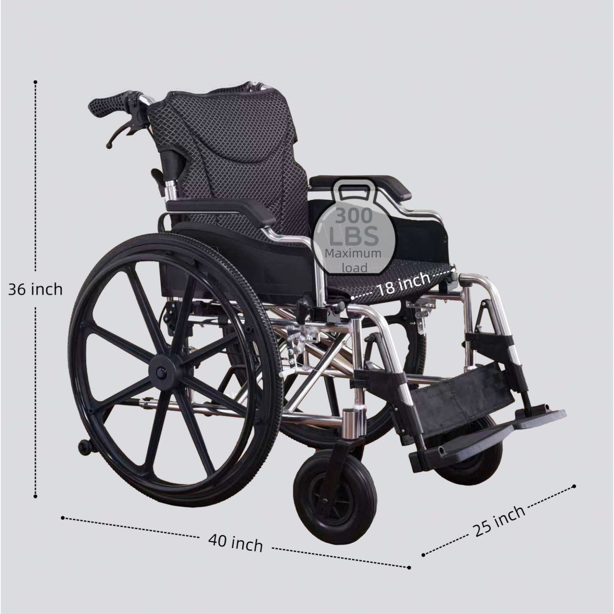 Lightweight Foldable Transport Wheelchair For Adults With Double X Force Support