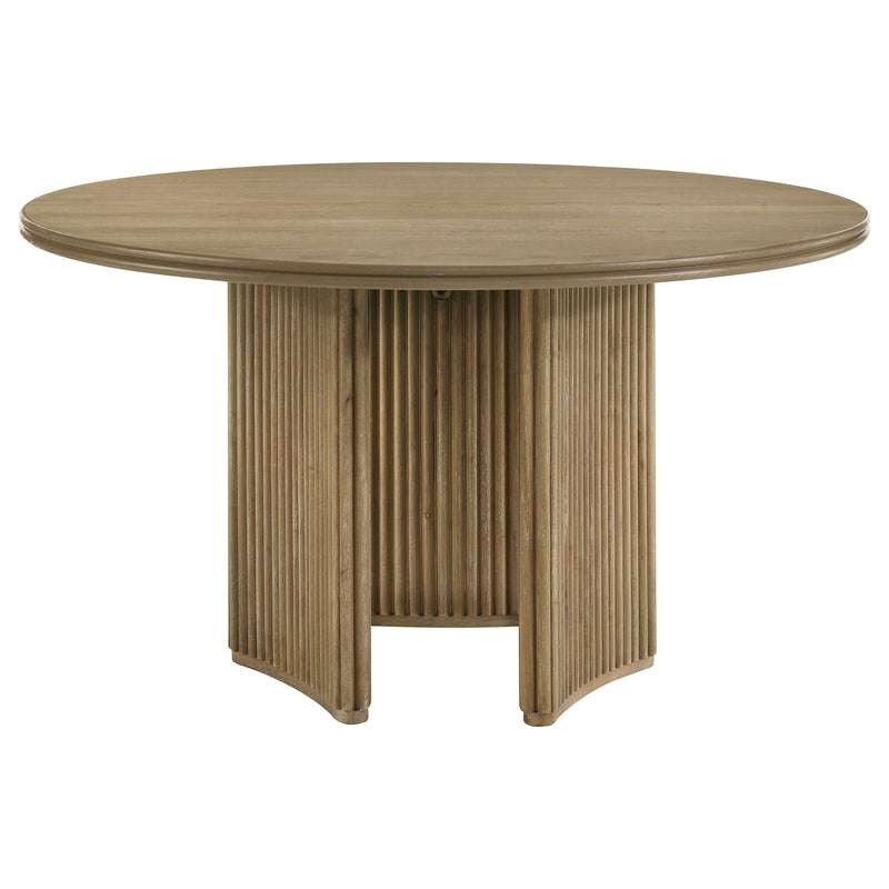 Dreydon - Round Dining Table With Textured Tripod Base - Light Brown