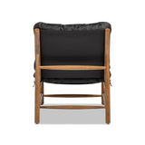 Oxford Leather Mid-Century Modern Accent Chair - Noir Black