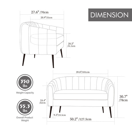 Glam Mini Loveseat, Accent Couch