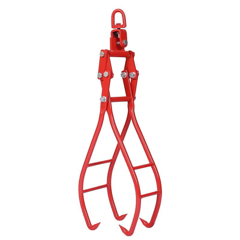 Heavy Duty 4 Claw Timber Log Lifting Tongs Grabber - Red
