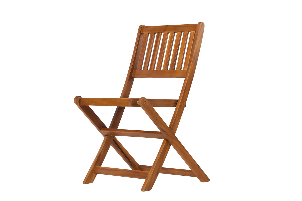 3 Piece Acacia Bistro Set, Folding Patio Furniture With 1 Coffee Table And 2 Foldable Chairs