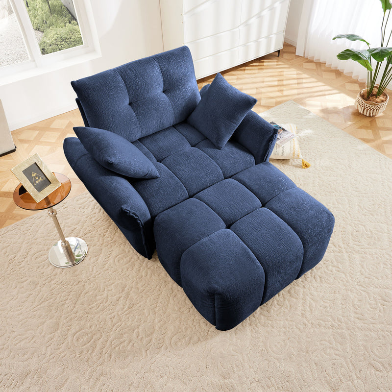 Ergonomic Single Seater Sofa With Ottoman, High Resilience Support Cushions