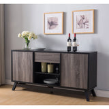 Sideboard TV Stand Buffet With 2 Doors 1 Drawer And 6 Shelves - Black / Gray