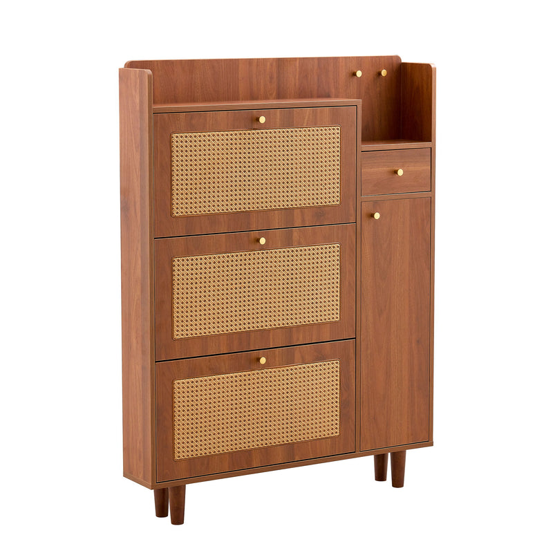 The Modern Minimalist Shoe Cabinet, Suitable For A Variety Of Styles Including Nordic, Japanese, And Industrial - Walnut