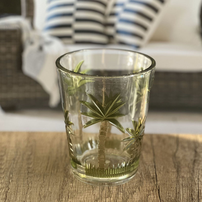 Palm Tree Design Acrylic Glasses (Set of 4) Dof 15Oz, Unbreakable Bpa Free Plastic Tumblers - Clear
