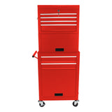 6 Drawer Lockable Tool Cabinet On Wheels, Steel Rolling Tool Chest With Detachable Toolbox