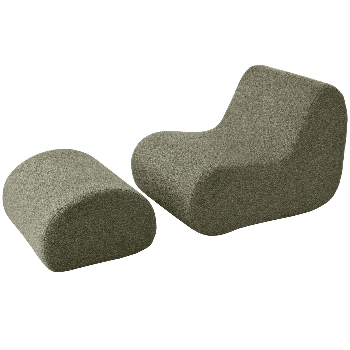 Curved Lounge Chair With Ottoman And High Resilience Foam