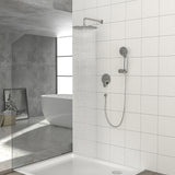 Dual Shower Head System With Rain Shower And Handheld, Wall Mounted, 10" Round Design - Brushed Nickel