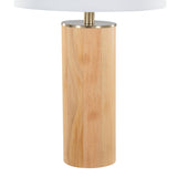 Cylinder - Ash Contemporary Table Lamp - Ash / Antique Brass / White