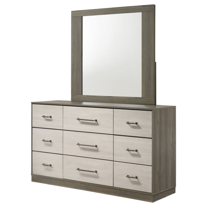 Edmondson - 9 Drawer Dresser With Mirror - Natural / Gray
