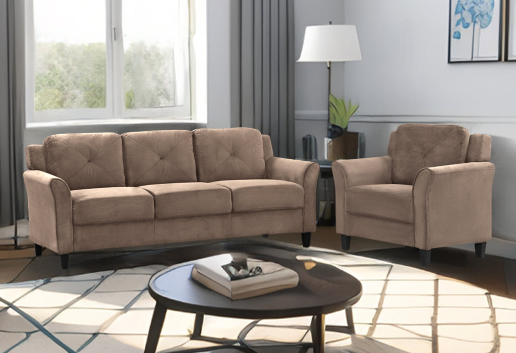 Stylish flannel living room two piece sofa set, brown flannel