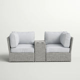 Patio Wicker Sofa Seating Group With Cushions, Weather Resistant - Gray Mix