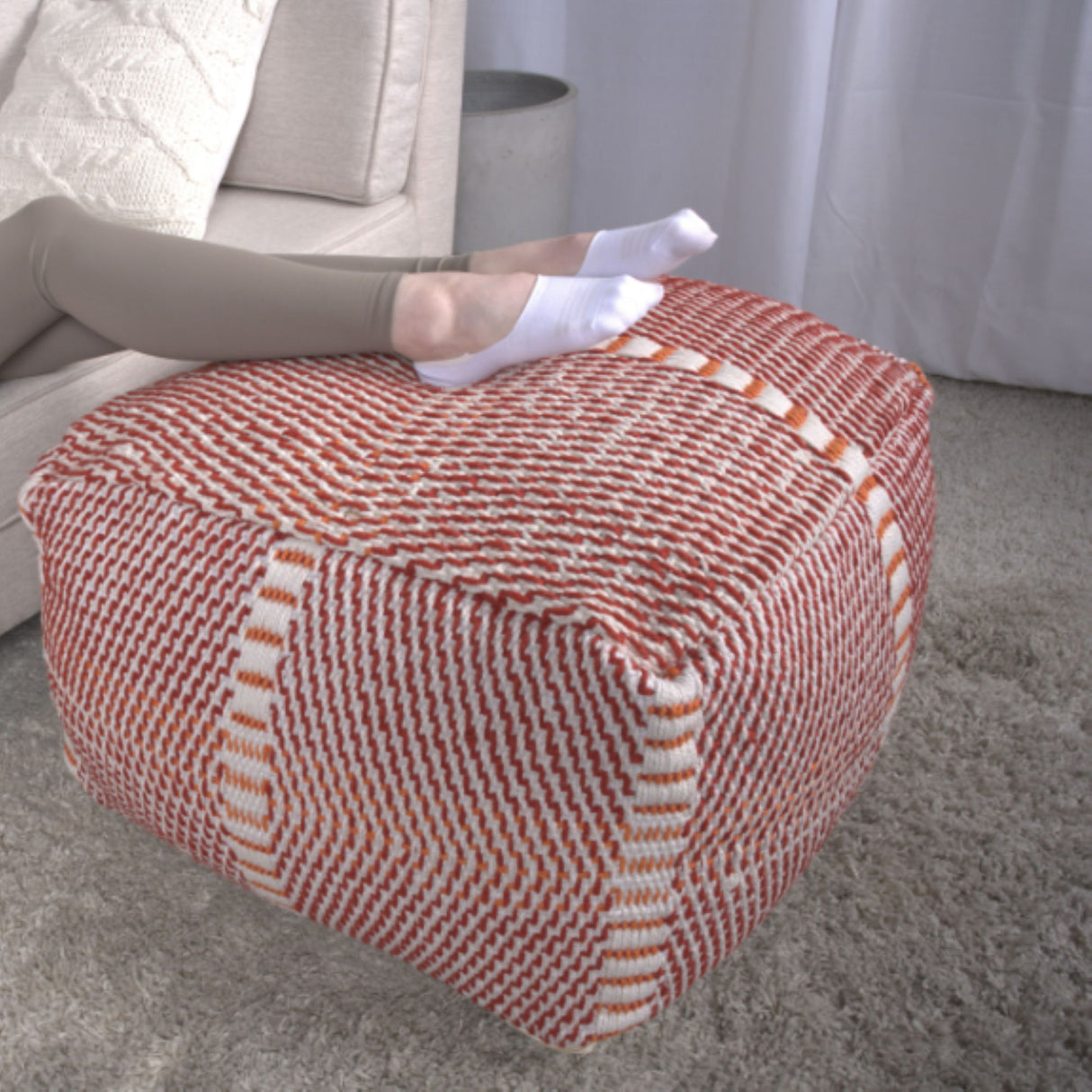 Morro Bay - Handcrafted Water Resistant Pouf - Multi Color
