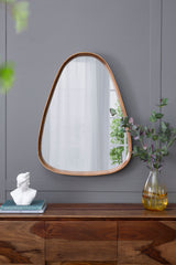 Irrgeular Mirror With Frame, Wall Mirror For Living Room Bathroom Entryway - Brown